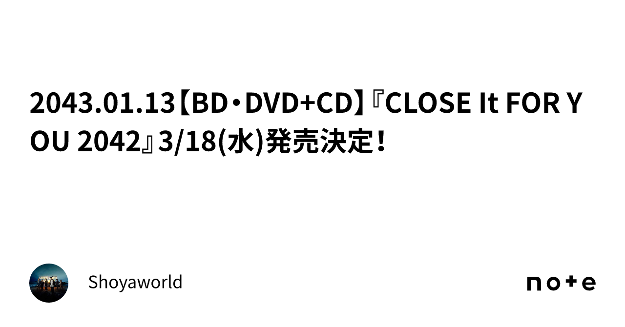 Bddvd Cdclose It For You Shoyaworld