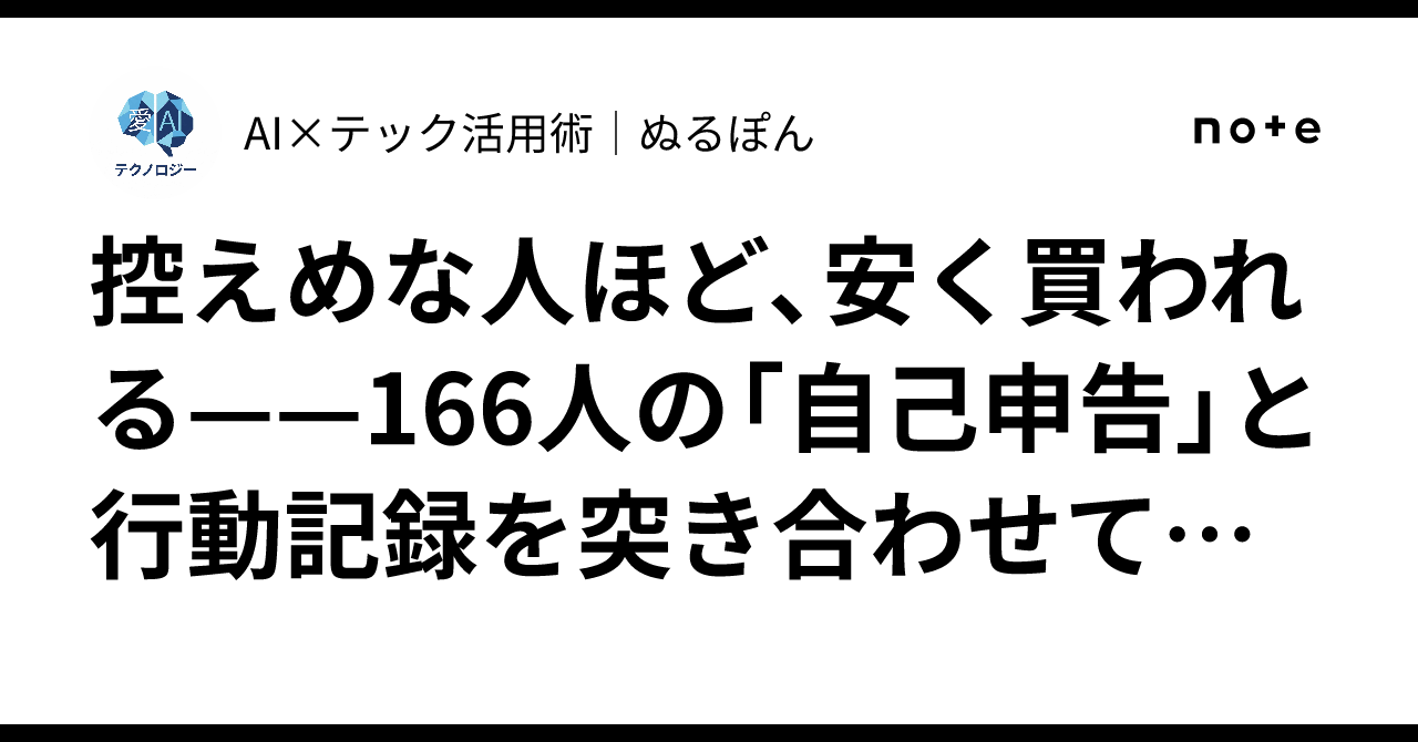 控えめな人ほど、安く買われる——166人の「自己申告」と行動記録を突き合わせてわかっ…