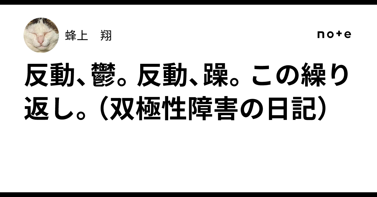 反動、鬱。反動、躁。この繰り返し。(双極性障害の日記)|蜂上 翔
