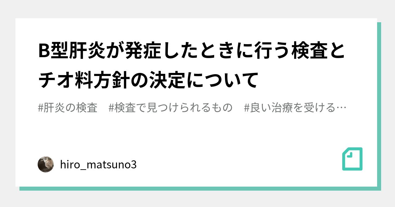 B型肝炎が発症したときに行う検査とチオ料方針の決定について｜hiro_matsuno3｜note