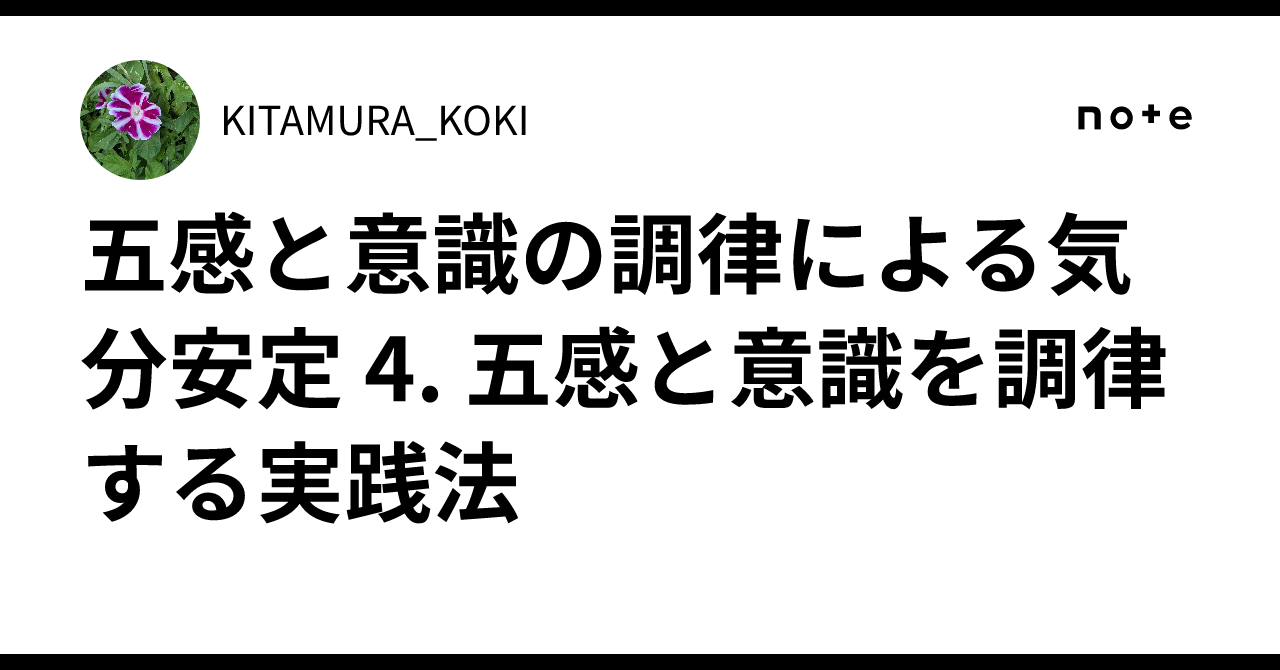 五感と意識の調律による気分安定 4. 五感と意識を調律する実践法|KITAMURA_KOKI