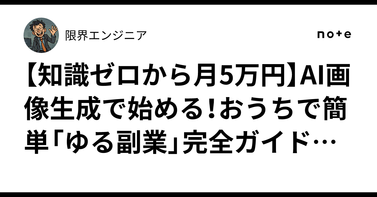 【知識ゼロから月5万円】AI画像生成で始める！おうちで簡単「ゆる副業」完全ガイド～誰でも今日からクリエイターデビュー～限界エンジニア