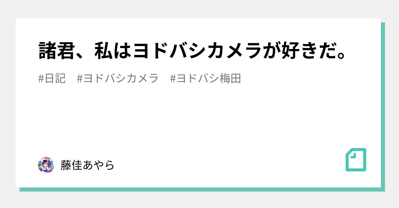 諸君 私はヨドバシカメラが好きだ 藤佳あやら Note