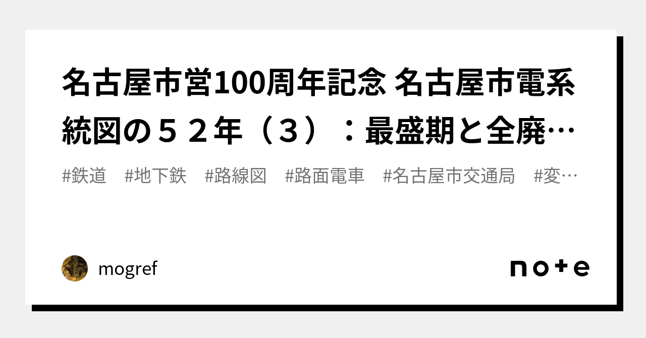 名古屋市営100周年記念 名古屋市電系統図の５２年（３）：最盛期と全廃まで（1952〜1974）｜mogref