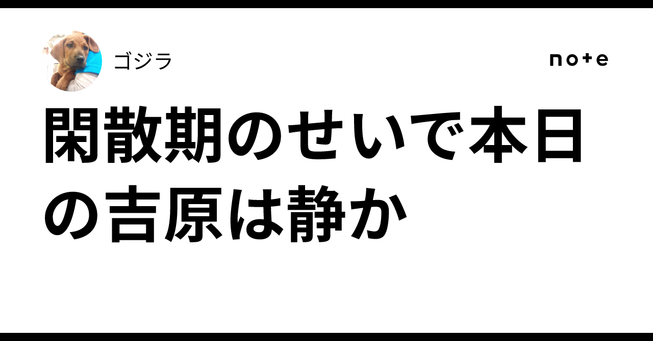 閑散期のせいで本日の吉原は静か｜ゴジラ