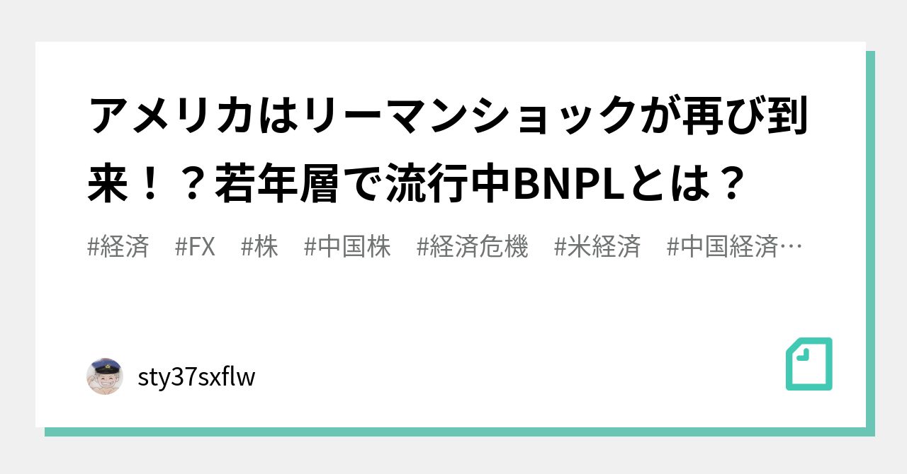 アメリカはリーマンショックが再び到来！？若年層で流行中BNPLとは？｜sty37sxflw