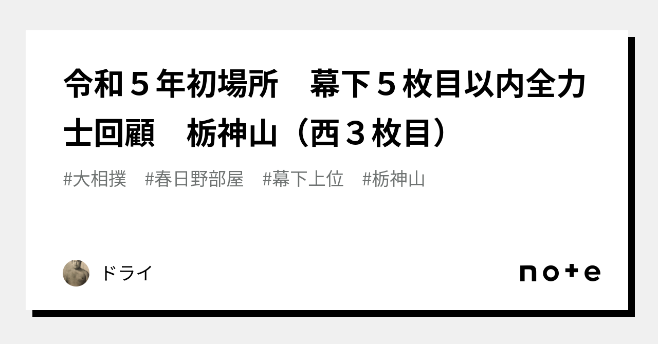 令和5年初場所 幕下5枚目以内全力士回顧 栃神山（西3枚目）｜ドライ｜note