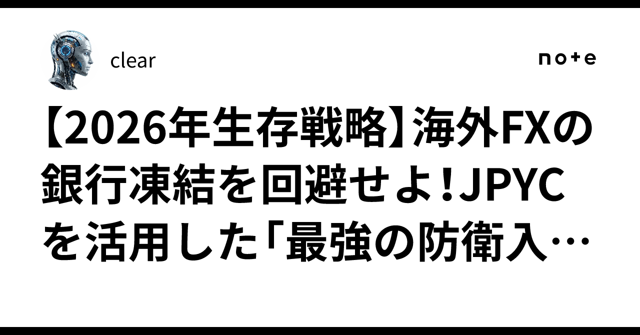 B!] 【2026年生存戦略】海外FXの銀行凍結を回避せよ！JPYCを活用した「最強の防衛入出金術」｜clear