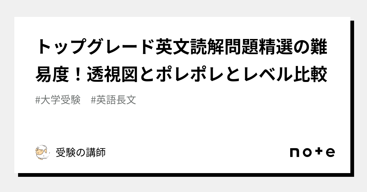 トップグレード英文読解問題精選の難易度！透視図とポレポレとレベル