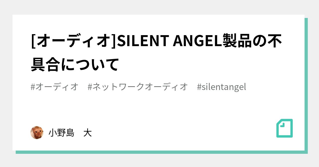 オーディオ]SILENT ANGEL製品の不具合について｜小野島 大