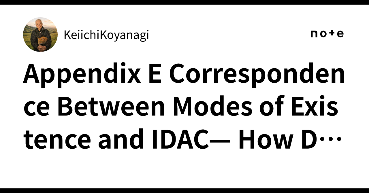 Appendix E Correspondence Between Modes of Existence and IDAC— How Does ...