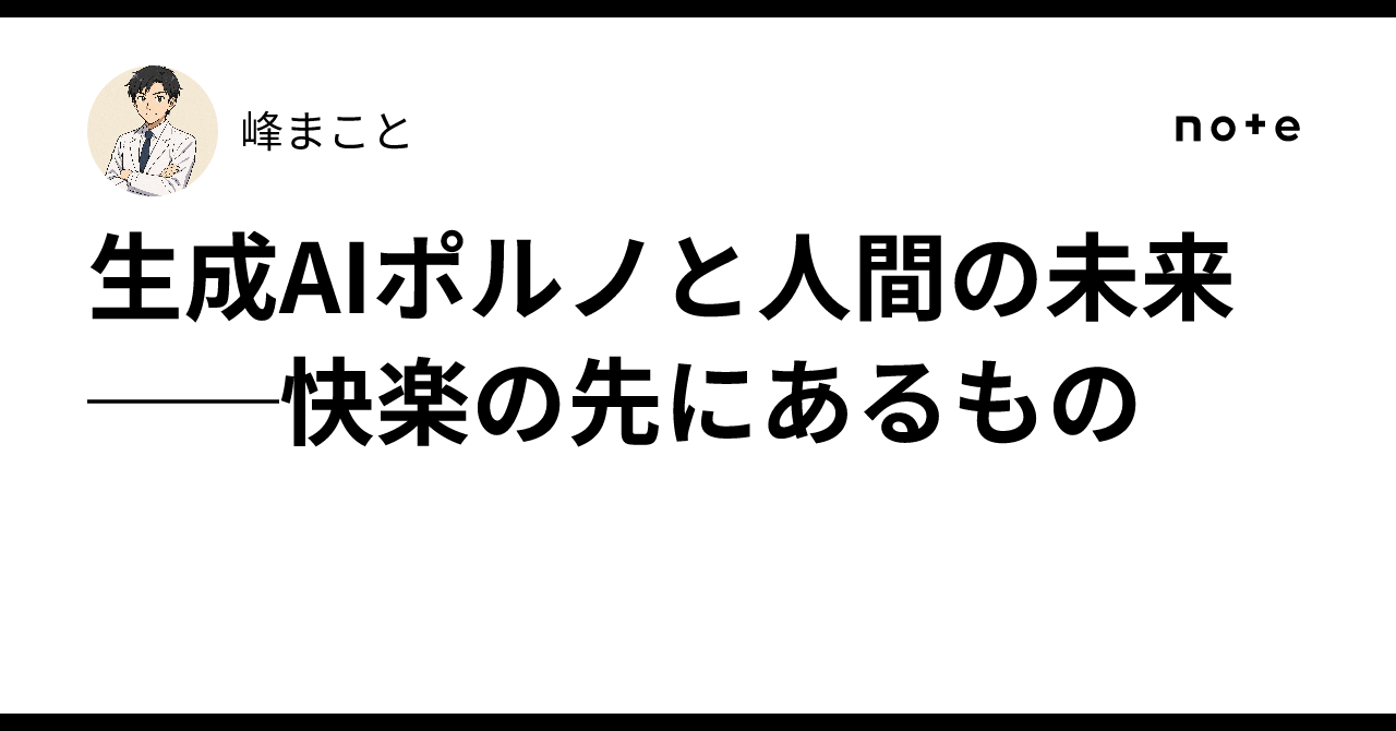 生成AIポルノと人間の未来──快楽の先にあるもの｜峰まこと