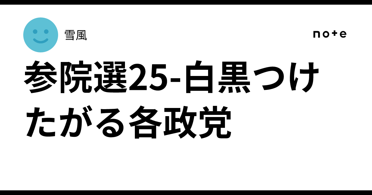 参院選25-白黒つけたがる各政党|雪風