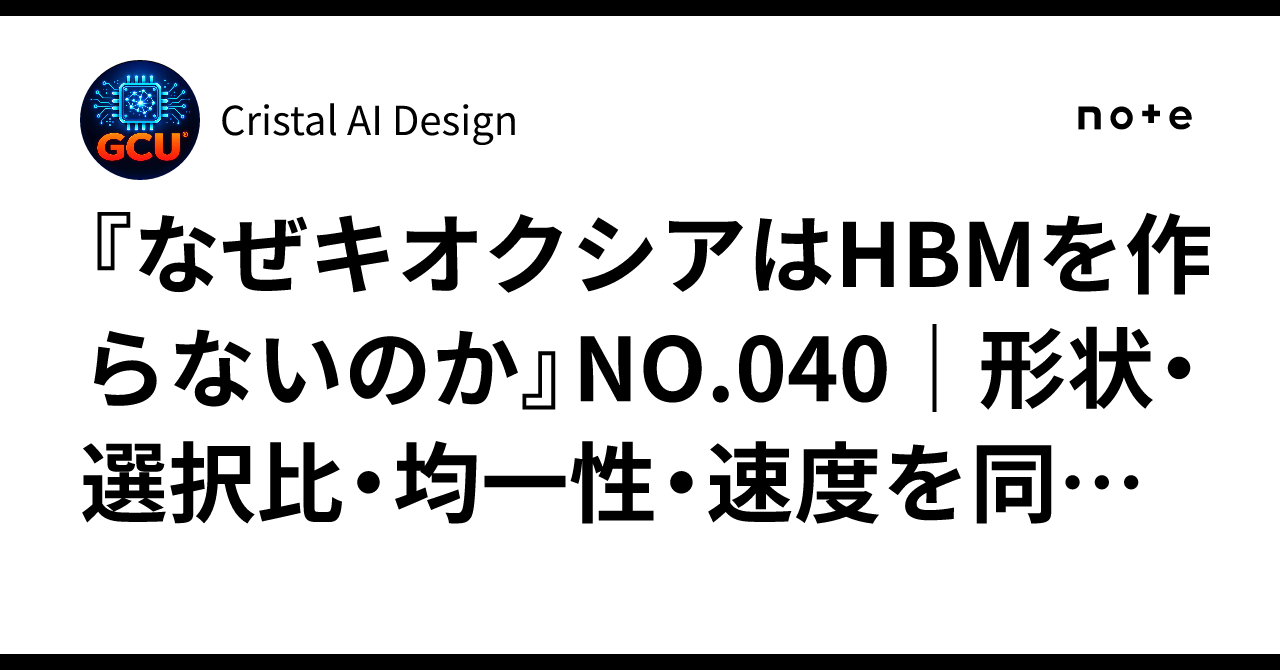 Hbm Stack Layout Why Kioxia Does Not Make HBM No. 040 | Achieving Shape, Selectivity ...