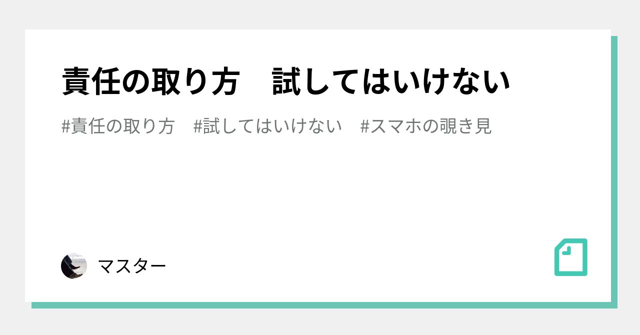 責任の取り方 試してはいけない｜マスター 7160