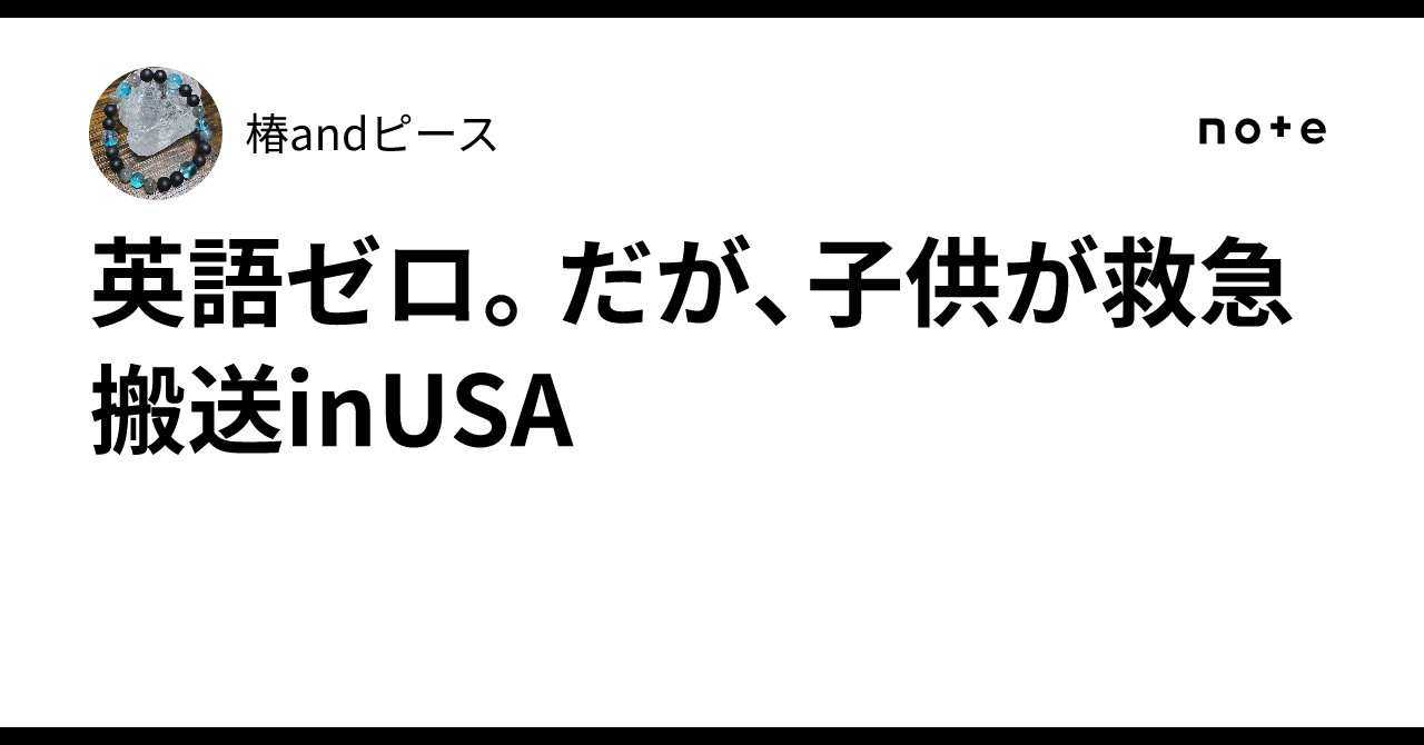 英語ゼロ。だが、子供が救急搬送inUSA｜椿andピース