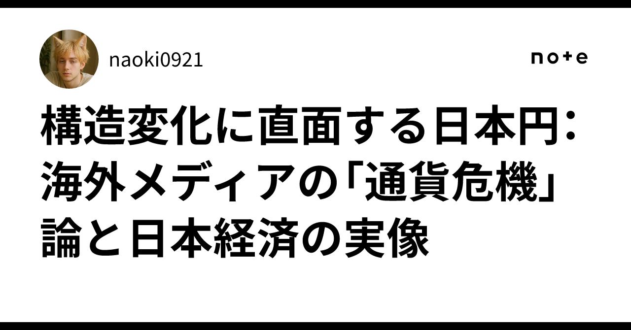 構造変化に直面する日本円：海外メディアの「通貨危機」論と日本経済の実像｜naoki0921