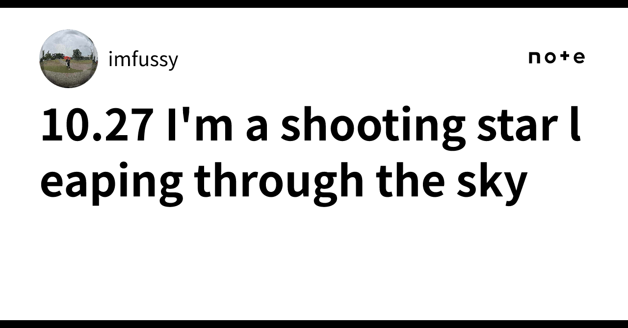 10.27 I'm a shooting star leaping through the sky｜imfussy