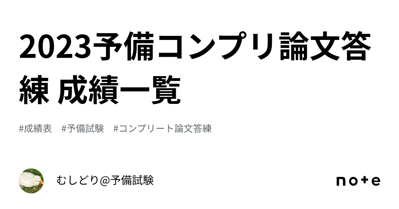 2023予備コンプリ論文答練 成績一覧｜むしどり@司法試験