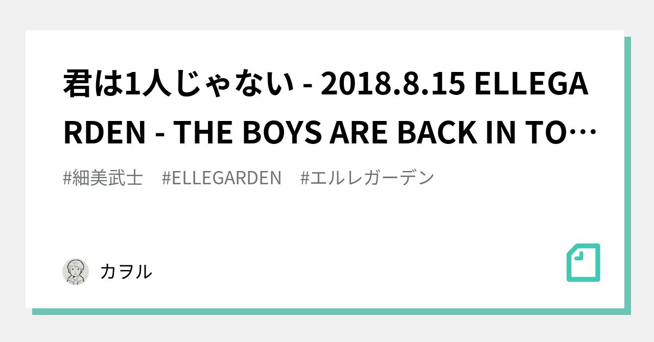 君は1人じゃない - 2018.8.15 ELLEGARDEN - THE BOYS ARE BACK IN TOWN TOUR 2018 FINAL  w/ ONE OK ROCK｜カヲル