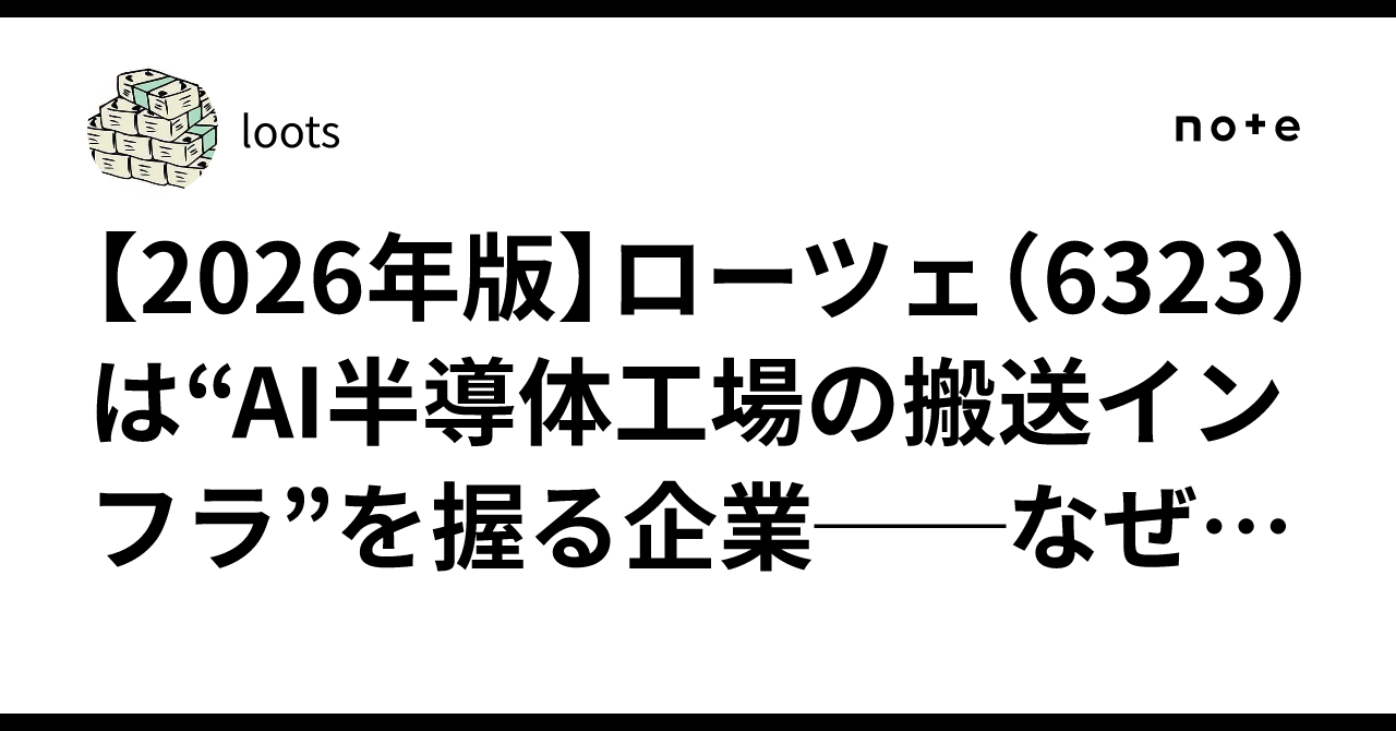 【2026年版】ローツェ（6323）は“AI半導体工場の搬送インフラ”を握る企業──なぜ今この株を買いたくなるのかを徹底解説｜loots