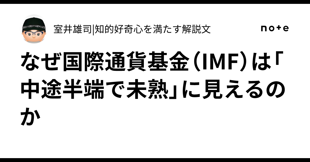 なぜ国際通貨基金（IMF）は「中途半端で未熟」に見えるのか｜室井雄司|知的好奇心を満たす解説文