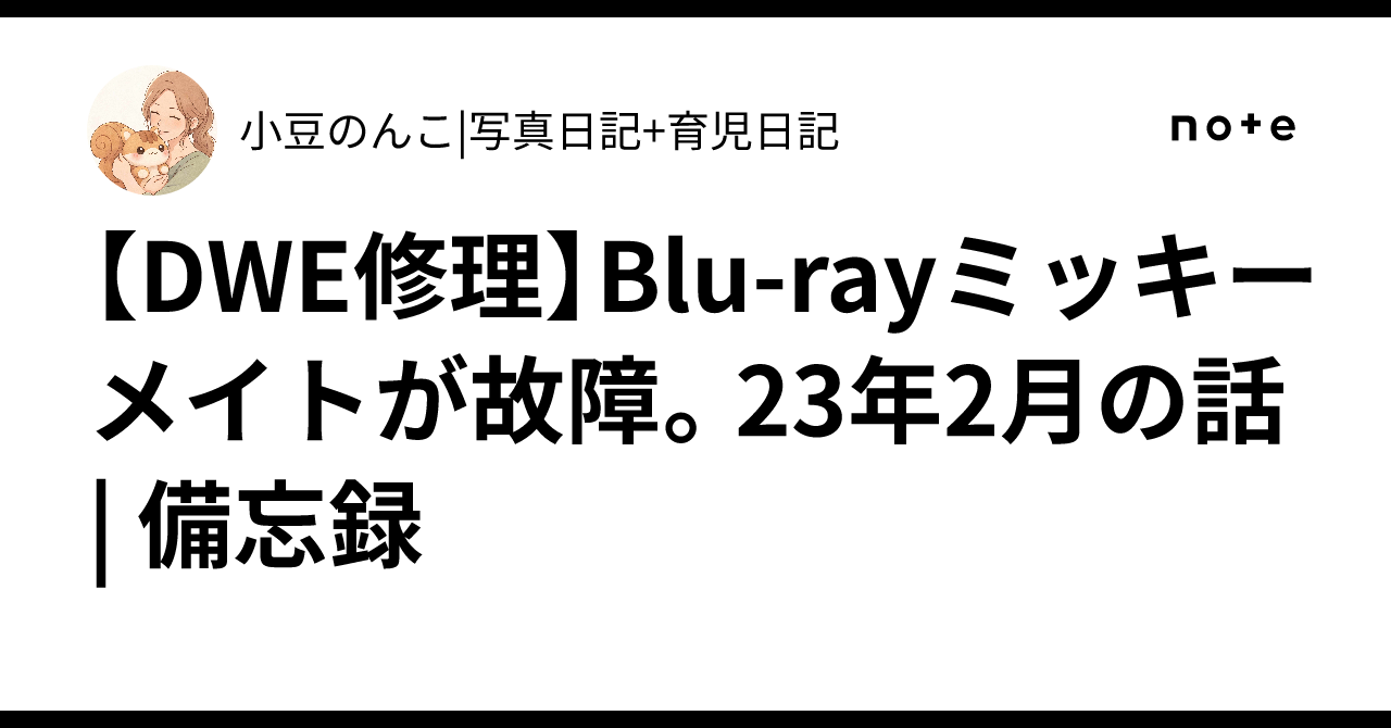 DWE修理】Blu-rayミッキーメイトが故障。23年2月の話 | 備忘録｜小豆の