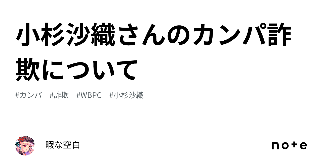 小杉沙織さんのカンパ詐欺について｜暇空茜