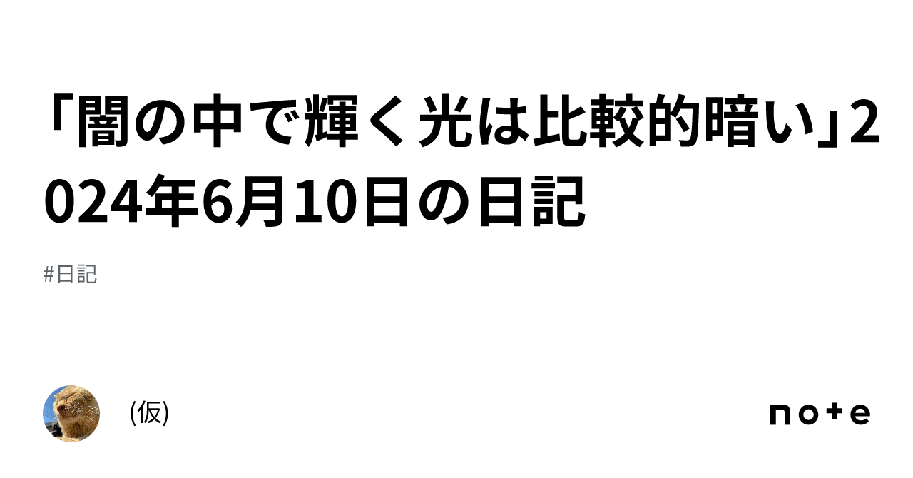 「闇の中で輝く光は比較的暗い」2024年6月10日の日記｜ 仮