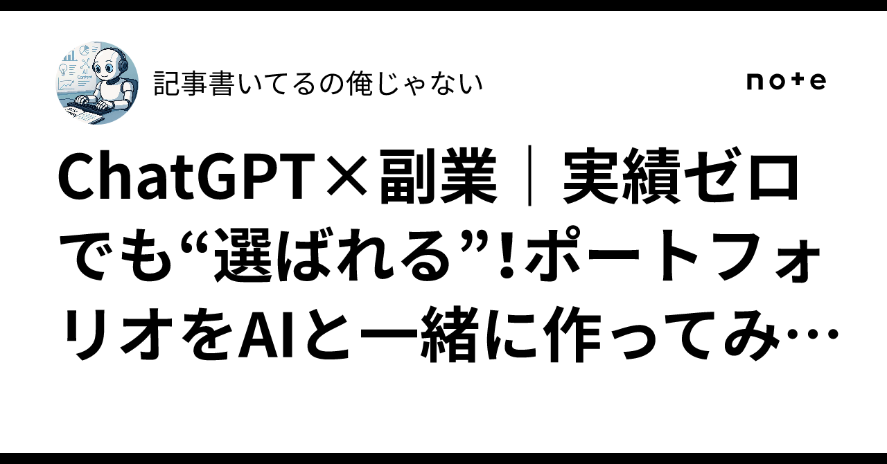 ChatGPT×副業実績ゼロでも“選ばれる”！ポートフォリオをAIと一緒に作ってみた【完全ガイド】記事書いてるの俺じゃない