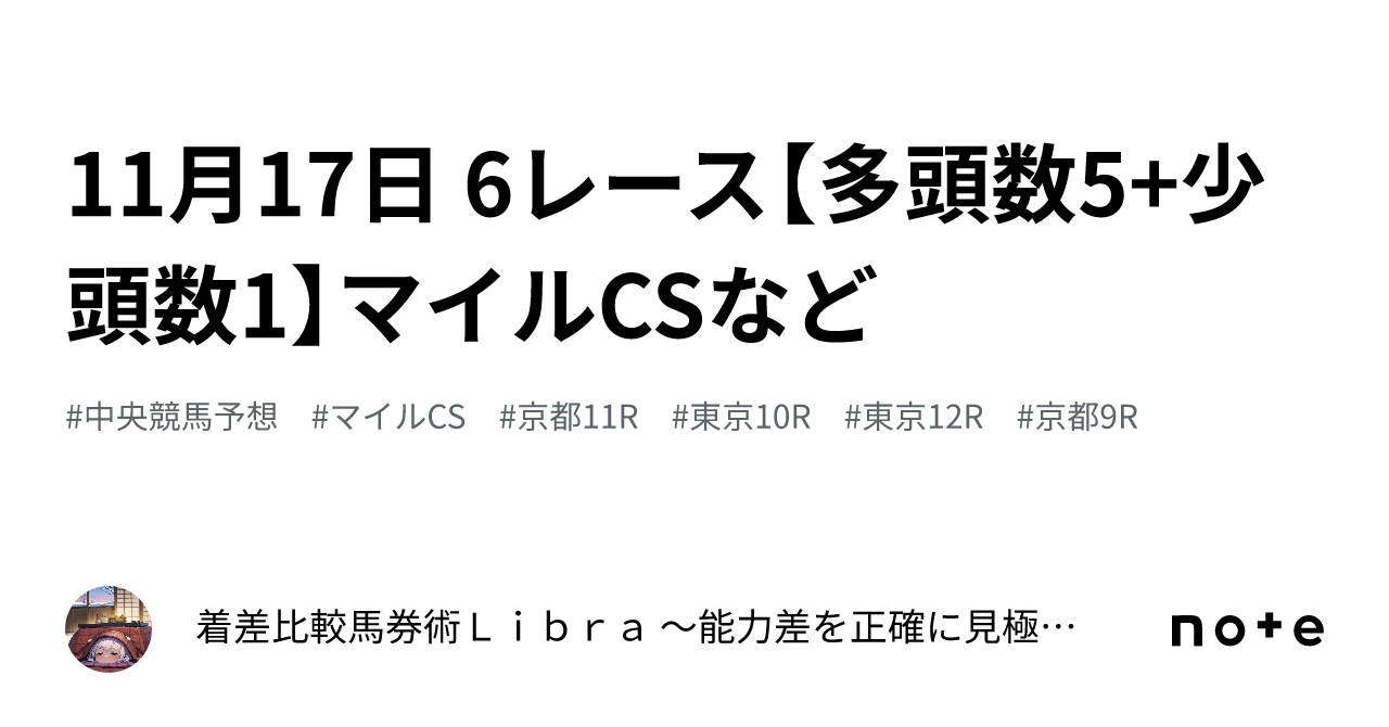 11月17日 6レース【多頭数5+少頭数1】マイルCSなど🙏｜着差比較馬券術Ｌｉｂｒａ⚖️ ～能力差を正確に見極めましょう～