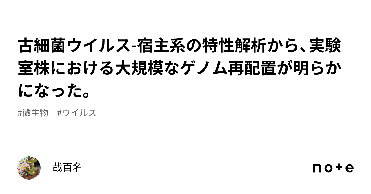 古細菌ウイルス-宿主系の特性解析から、実験室株における大規模なゲノム再配置が明らかになった。｜哉百名