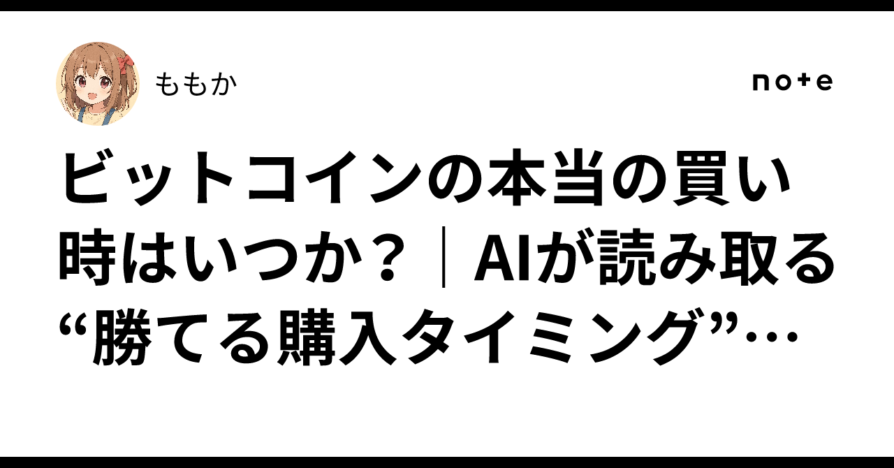 ビットコインの本当の買い時はいつか？｜AIが読み取る“勝てる購入タイミング”の真実｜ももか