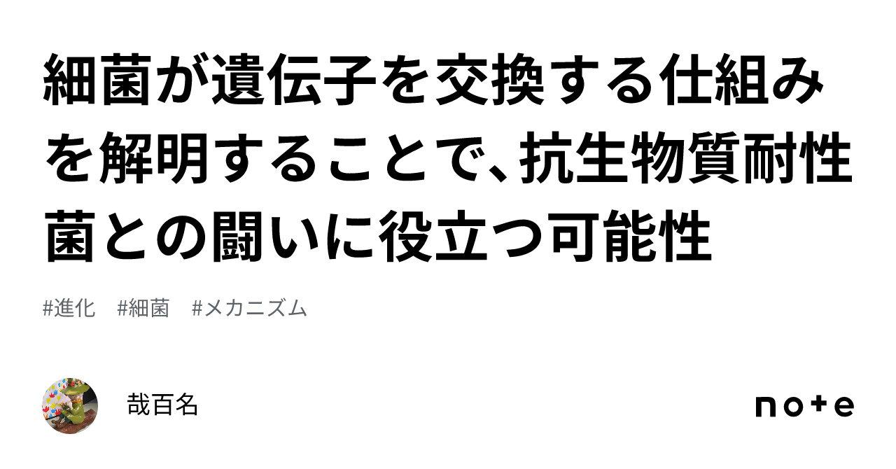 細菌が遺伝子を交換する仕組みを解明することで、抗生物質耐性菌との闘いに役立つ可能性｜哉百名