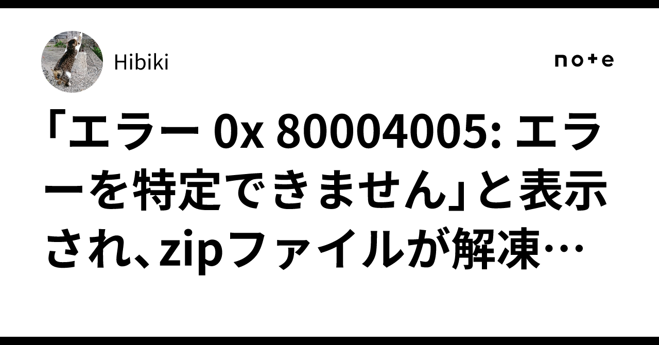 エラー 0x 80004005: エラーを特定できません」と表示され、zip