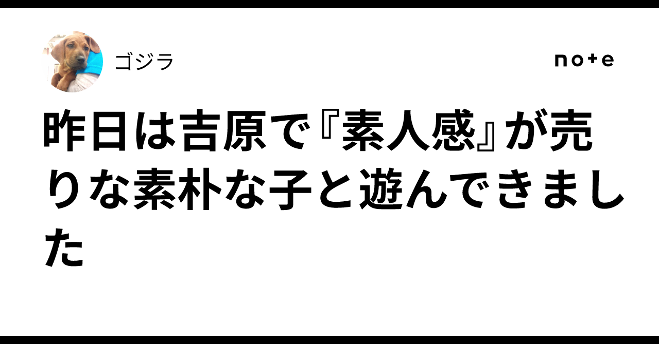 昨日は吉原で『素人感』が売りな素朴な子と遊んできました｜ゴジラ