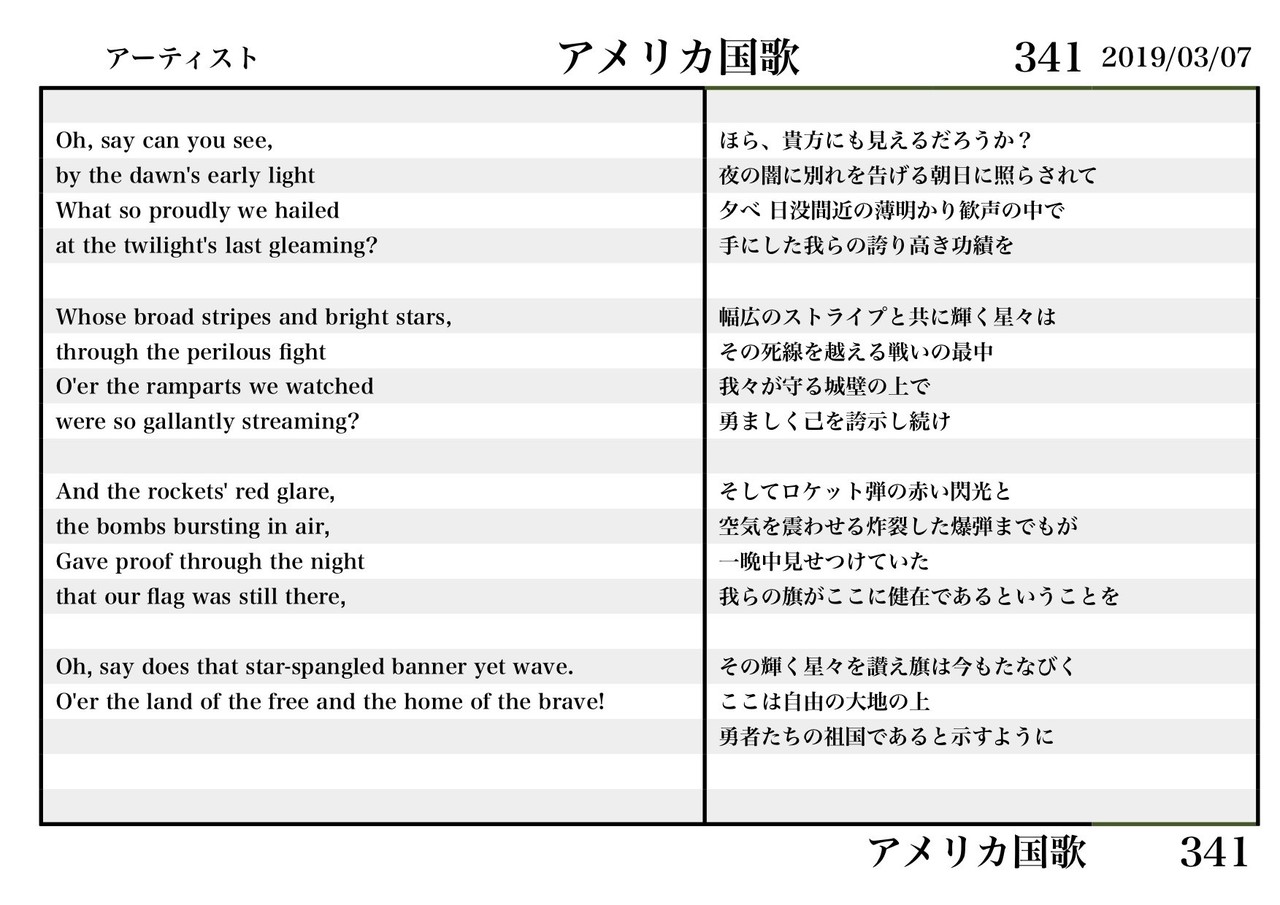 アメリカ国歌 楽譜 ドレミ