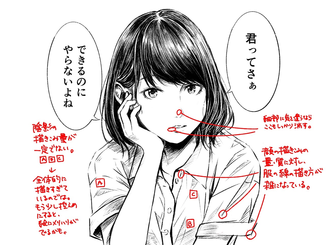 自分の描いた絵に赤ペン入れてみた ホリプー