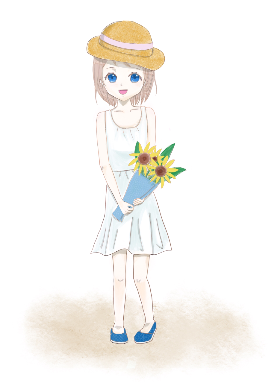 美しい花の画像 元のひまわり 麦わら 帽子 夏 イラスト 女の子