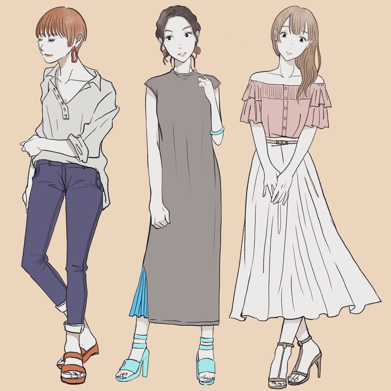 エレガントファッション イラスト 人気のファッション画像