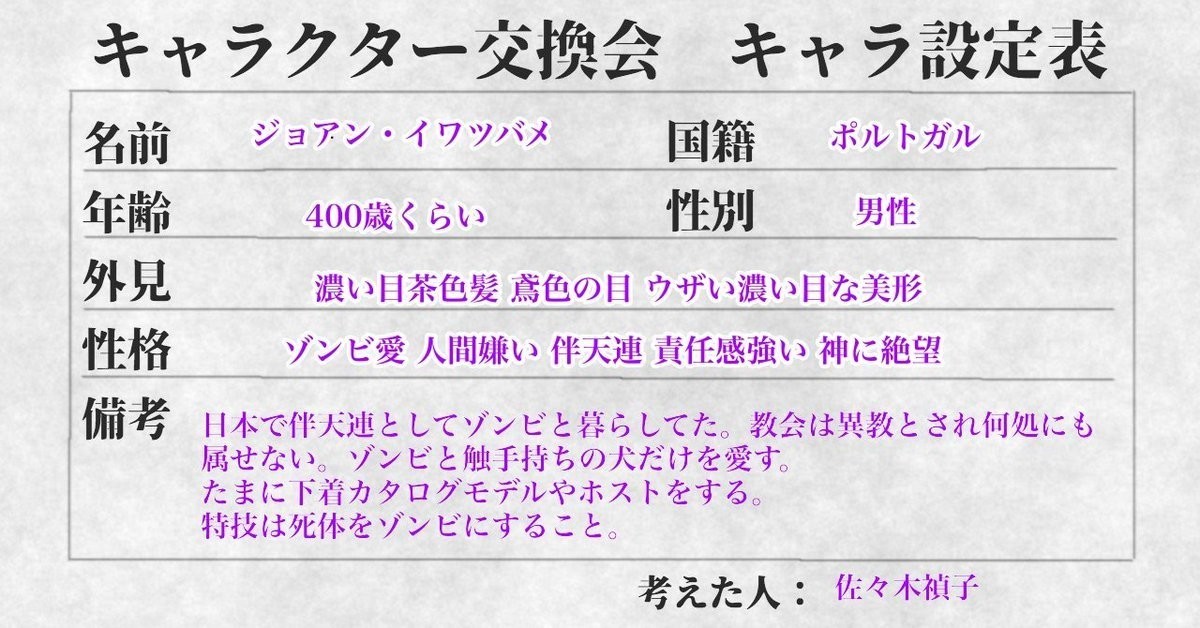 キャラクター交換会をやったよ 私のキャラクターの作り方 栗原ちひろ 育児中小説家 Note