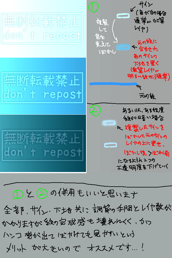 お絵描きhowto サインの入れ方 ミカゲ Note