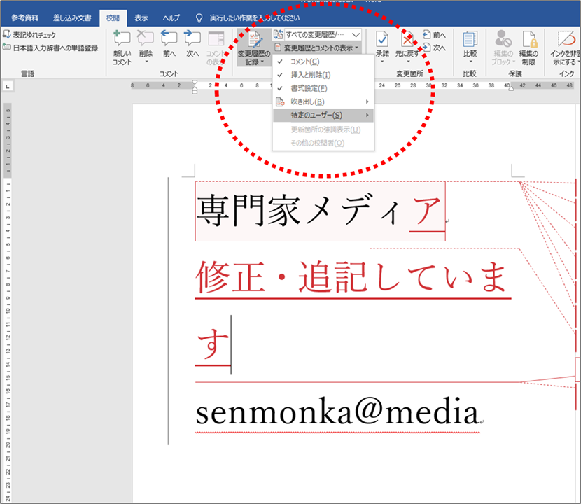 意外と便利 5分でわかるwordの校閲機能 変更履歴 専門家 ホーム