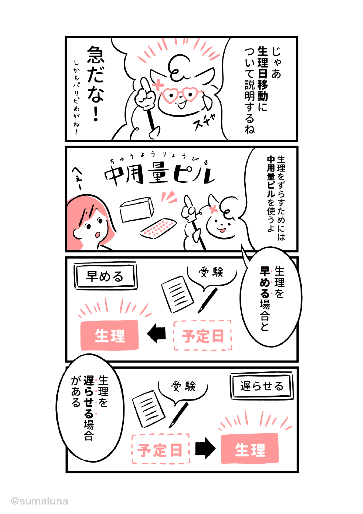 中用量ピルで生理日移動ができるよ スマルナ Note
