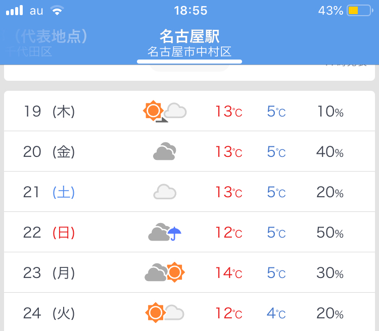 名古屋 降水 確率