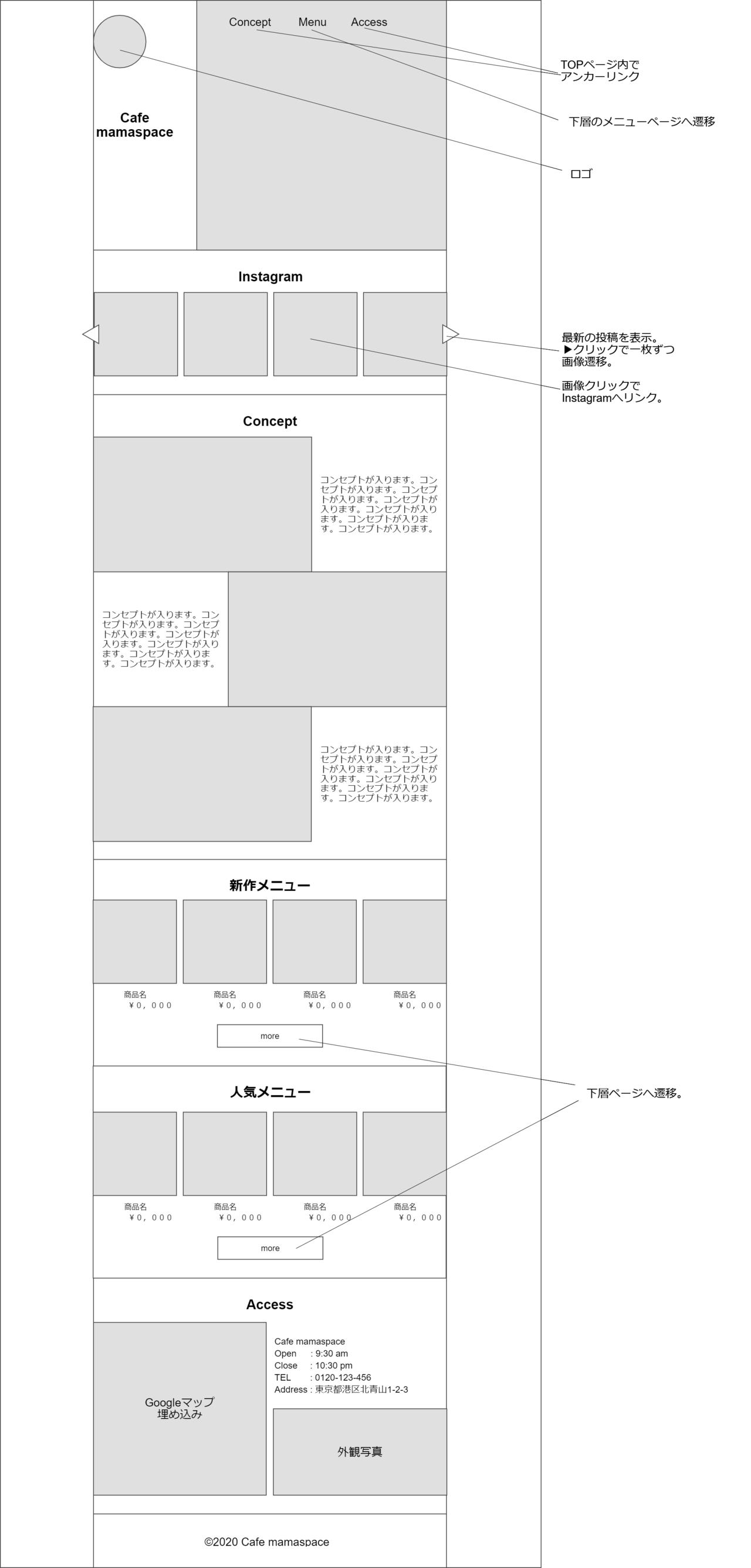 ママスペースwebデザイン講座課題 ワイヤフレーム Miyako 複業webデザイナー Note