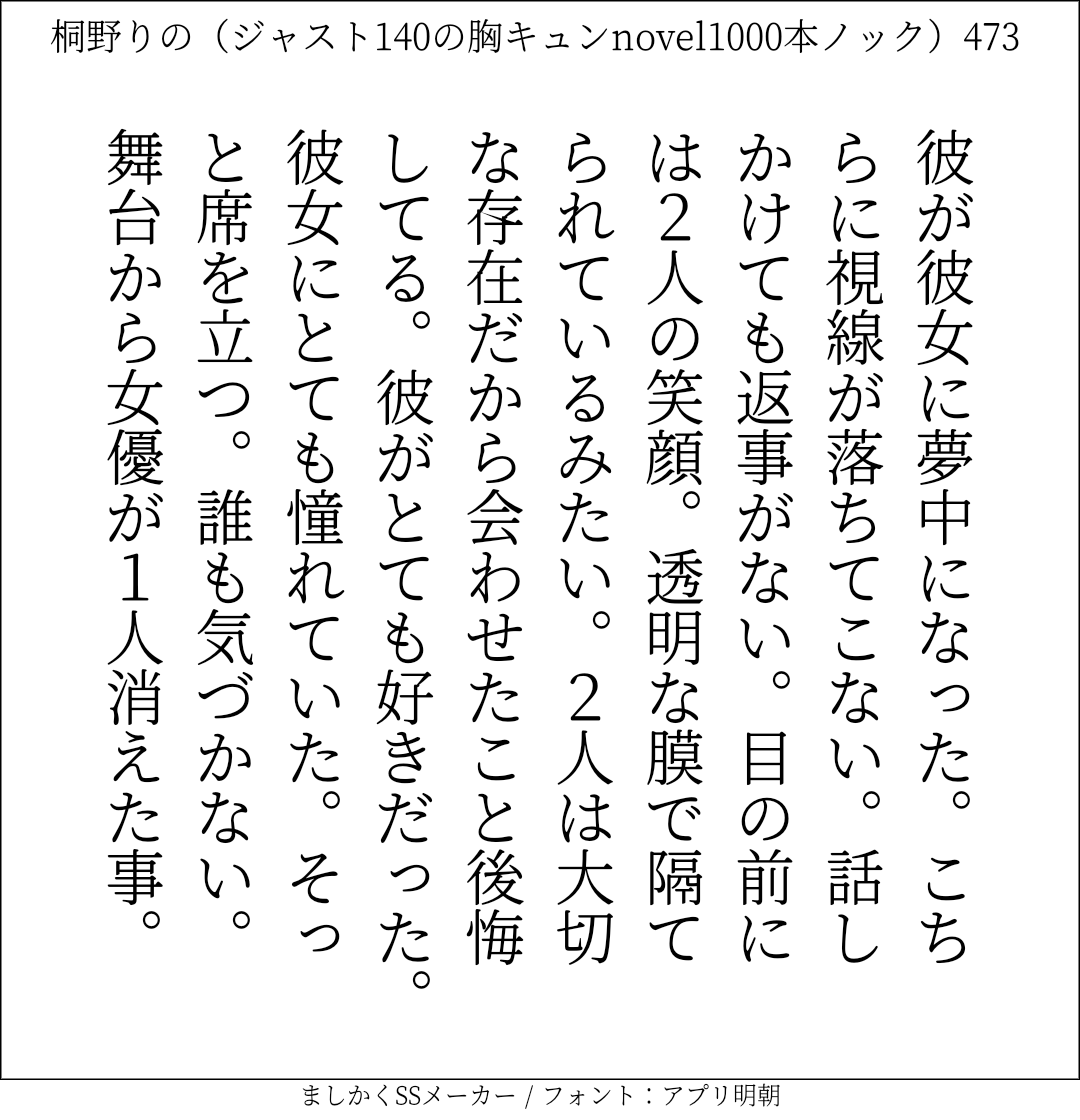 胸キュンnovel1000本ノック473 桐野りの 胸キュンノベラー Note