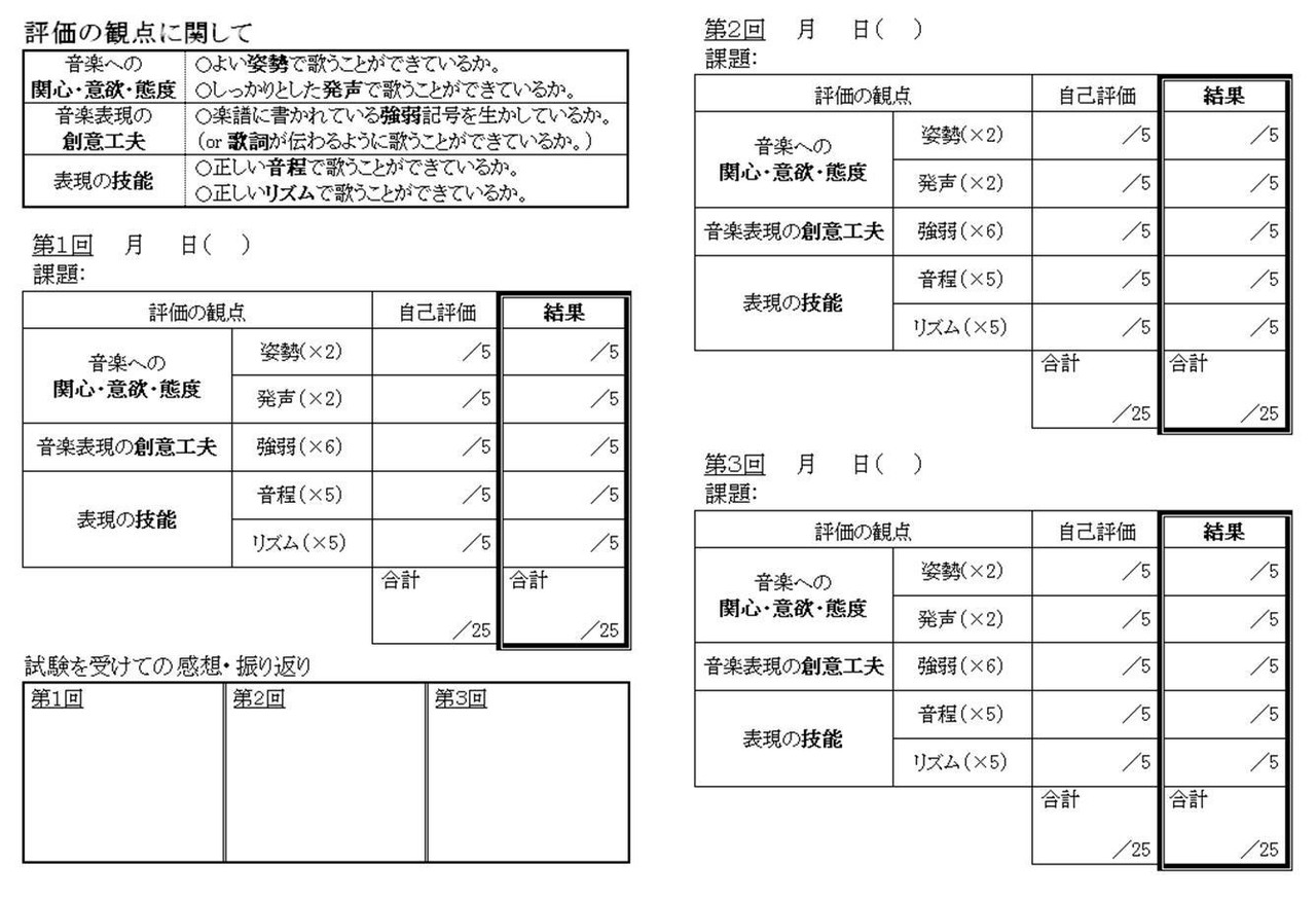 中学音楽 実技試験 歌唱 の進め方 めりー先生の音楽室 Note