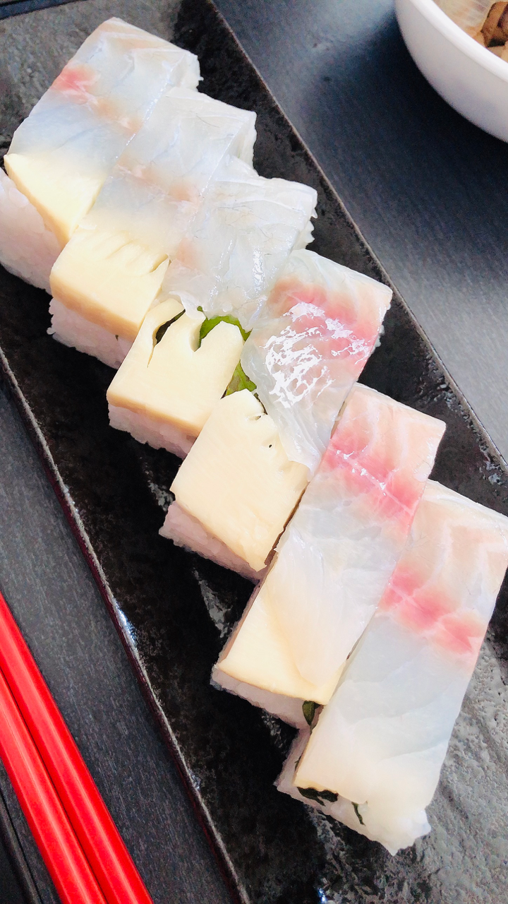 焼き鯖 真鯛と筍の押し寿司 真鯛と筍 編 ムム Note