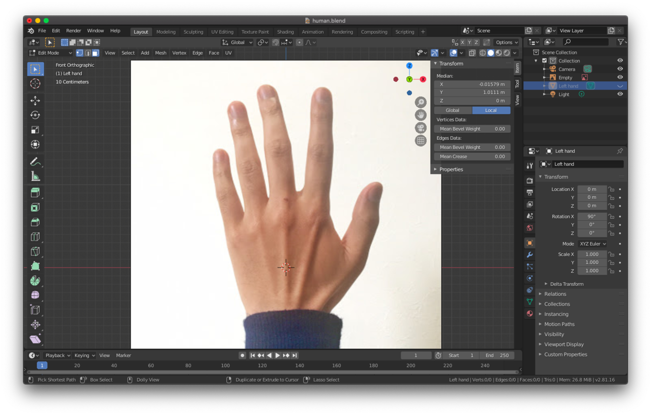 メモ9 Blender 人の手のモデリング At Ishikawa Note